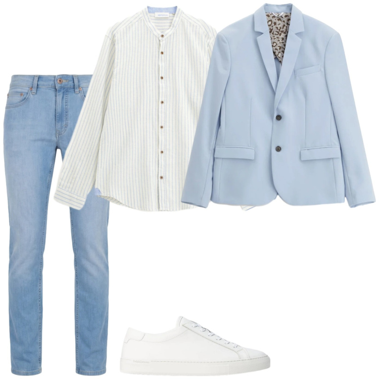 Outfit uomo - Easy @work. Stile Business/Elegante per Ufficio. Abbinamento con jeans, sneakers, giacche, camicie.
