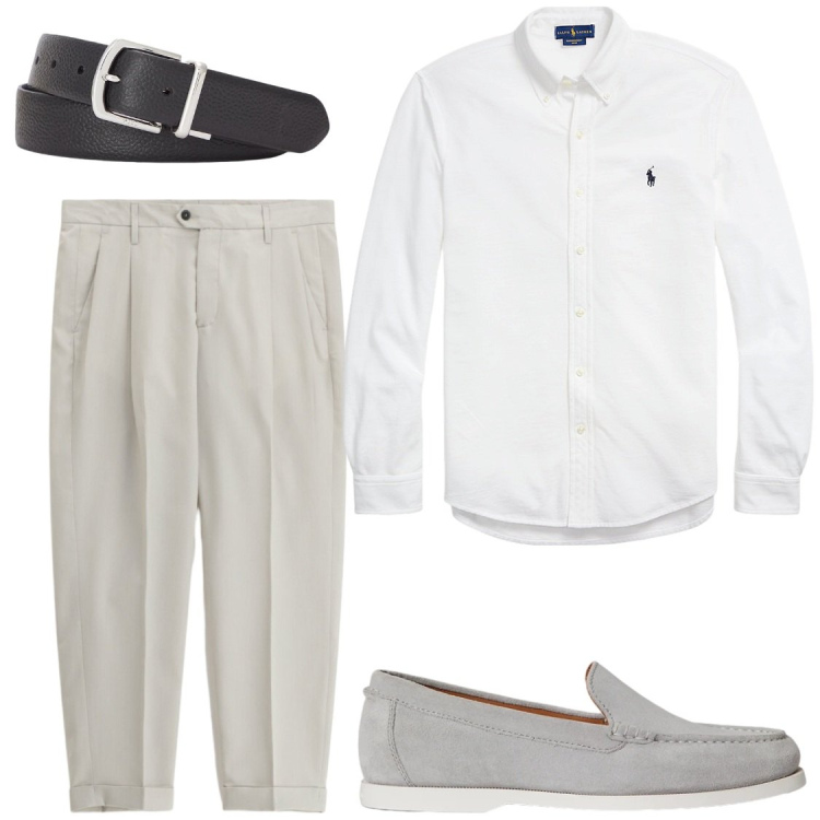 Outfit uomo - Eventi estivi. Stile Trendy per Serata speciale. Abbinamento con pantaloni, camicie, scarpe stringate, cinture.