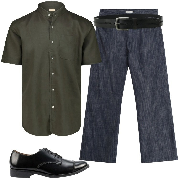 Outfit uomo - Total look #2421028. Stile Casual per Serata speciale. Abbinamento con scarpe stringate, camicie a manica corta, jeans, cinture.