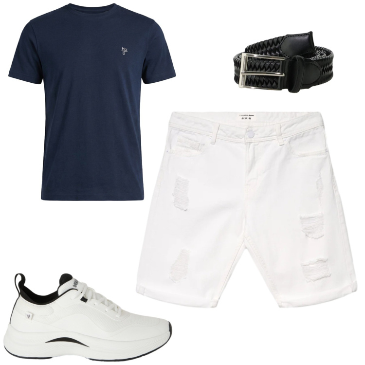 Outfit uomo - Total look #2421046. Stile Casual per Tutti i giorni. Abbinamento con t-shirt, bermuda, sneakers, cinture.