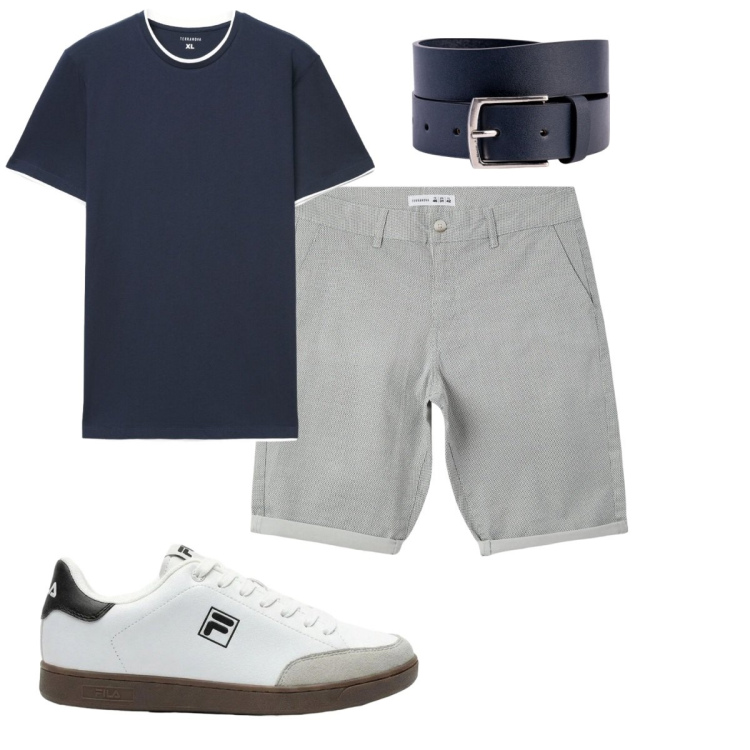 Outfit uomo - Total look #2421105. Stile Trendy per Tutti i giorni. Abbinamento con sneakers, t-shirt, pantaloni corti, cinture.