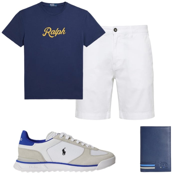 Outfit uomo - Total look #2421116. Stile Casual per Tutti i giorni. Abbinamento con portafogli, bermuda, t-shirt, sneakers.
