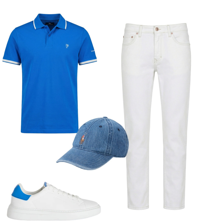 Outfit uomo - Giugno. Stile Casual per Tutti i giorni. Abbinamento con jeans, sneakers, polo, cappelli.