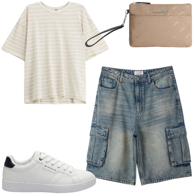 Outfit uomo - Total look #2421126. Stile Casual per Tutti i giorni. Abbinamento con sneakers, borse sportive, pantaloni corti, t-shirt.