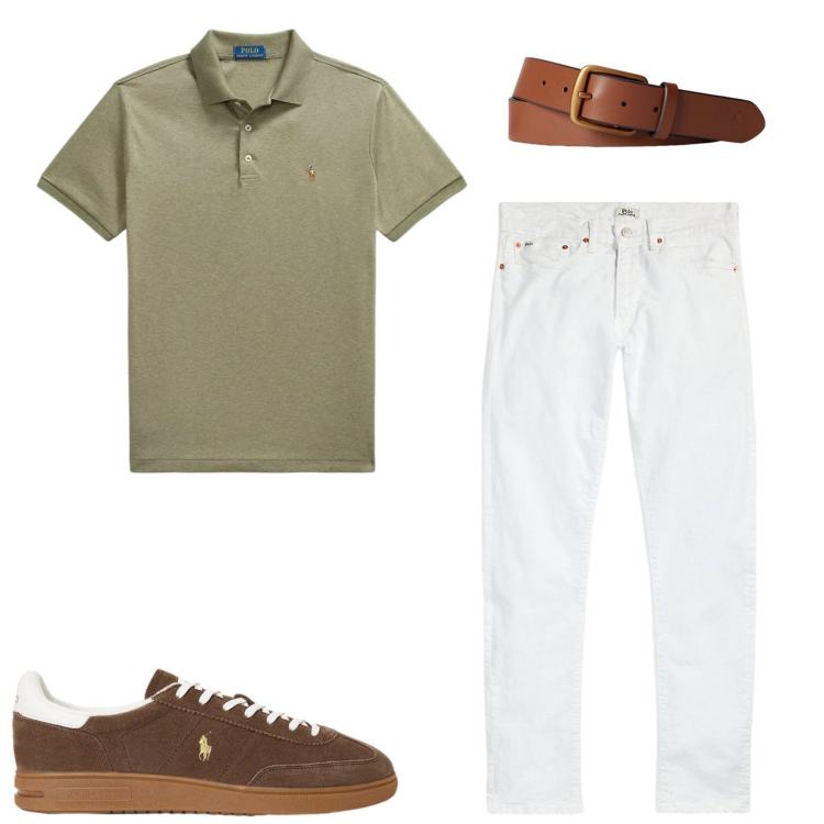 Outfit uomo - City. Stile Casual per Tutti i giorni. Abbinamento con cinture, jeans, sneakers, polo.