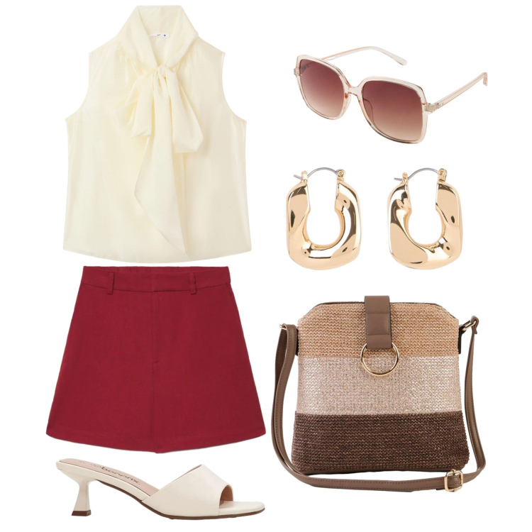 Outfit donna - Glamour in bermuda. Stile Glamour per Tutti i giorni. Abbinamento con sandali, borse a tracolla, occhiali da sole, orecchini, bluse, bermuda.