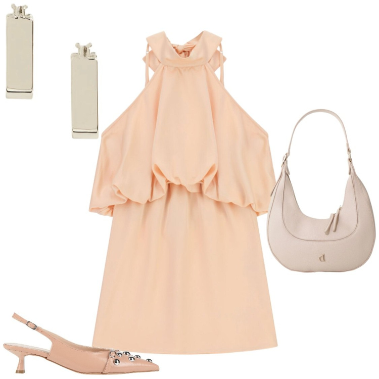 Outfit donna - Serate estive e eventi. Stile Chic per Serata fuori. Abbinamento con décolleté, orecchini, borse a tracolla, vestiti corti.