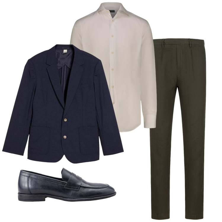 Outfit uomo - Commissioni in giacca. Stile Casual per Tutti i giorni. Abbinamento con giacche, scarpe stringate, camicie, pantaloni.