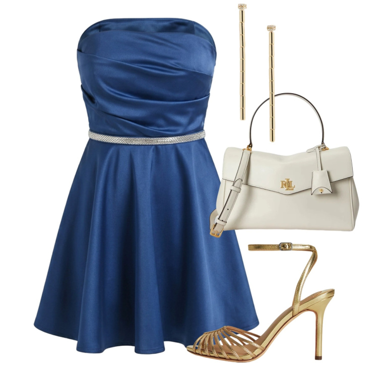 Outfit donna - Eleganza da protagonista. Stile Chic per Cerimonia. Abbinamento con vestiti corti, sandali in pelle, borse a mano, orecchini.