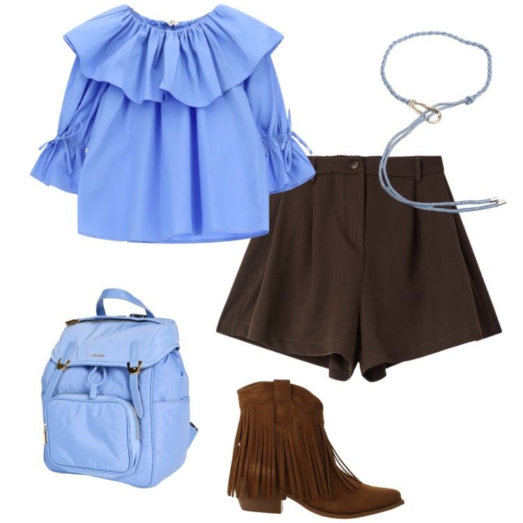 Outfit donna - Oroscopo Cancro - emotivo e profondo. Stile Glamour per Tutti i giorni. Abbinamento con zaini, shorts, stivaletti texani, camicie, cinture.