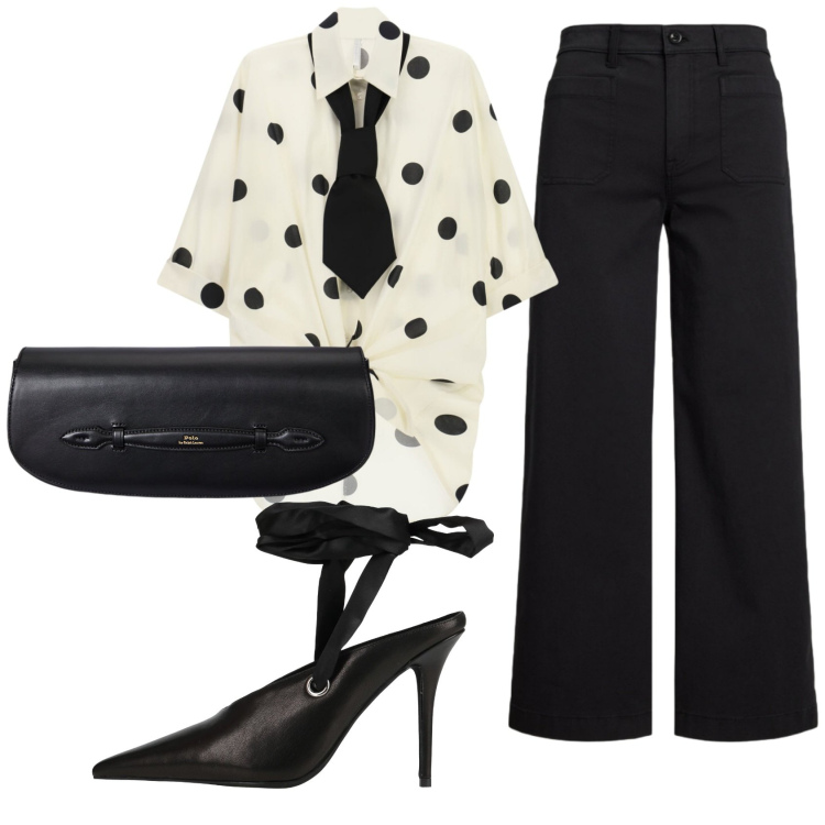 Outfit donna - Total look #2421348. Stile Trendy per Serata fuori. Abbinamento con décolleté, camicie a manica corta, clutch, pantaloni.