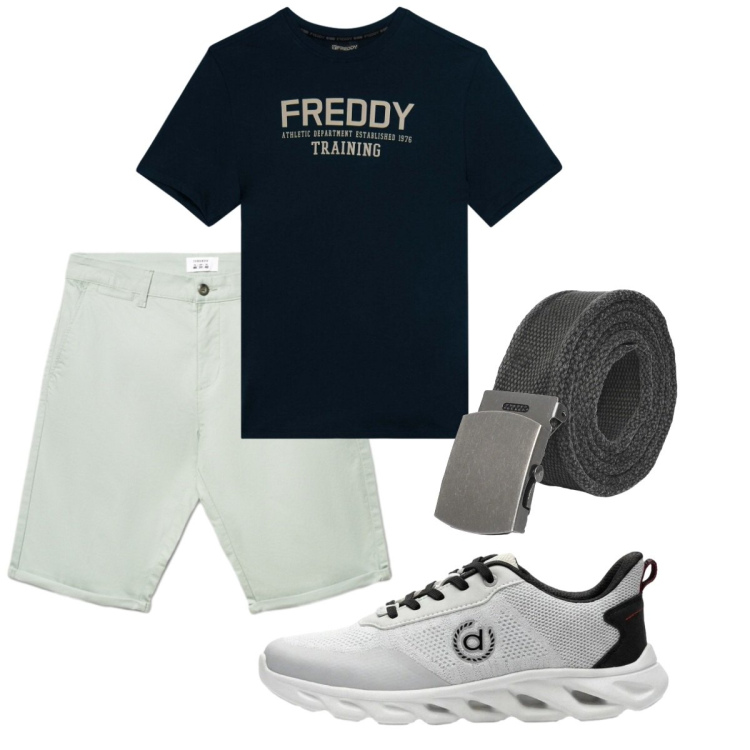 Outfit uomo - Total look #2421349. Stile Casual per Tutti i giorni. Abbinamento con sneakers, shorts, cinture, t-shirt.