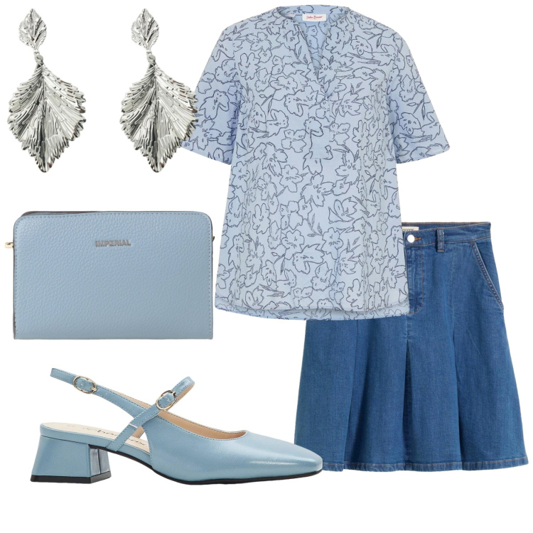 Outfit donna - Total look #2421366. Stile Basic per Tutti i giorni. Abbinamento con décolleté, gonne, tuniche, borse a tracolla, orecchini.