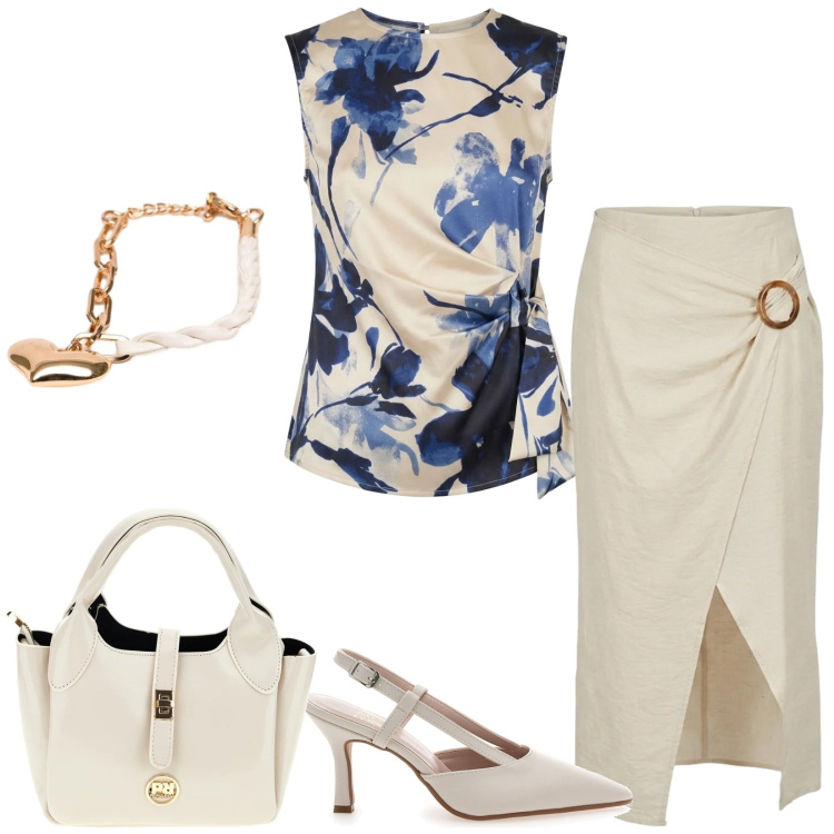 Outfit donna - Cerimonia. Stile Chic per Cerimonia. Abbinamento con canottiere, gonne longuette, braccialetti, décolleté, borse a mano.