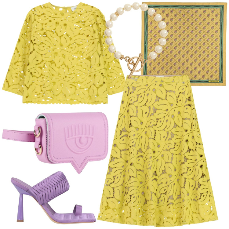 Outfit donna - Verde. Stile Casual chic per Tutti i giorni. Abbinamento con ciabatte, marsupi, sciarpe, collane, gonne longuette, top.