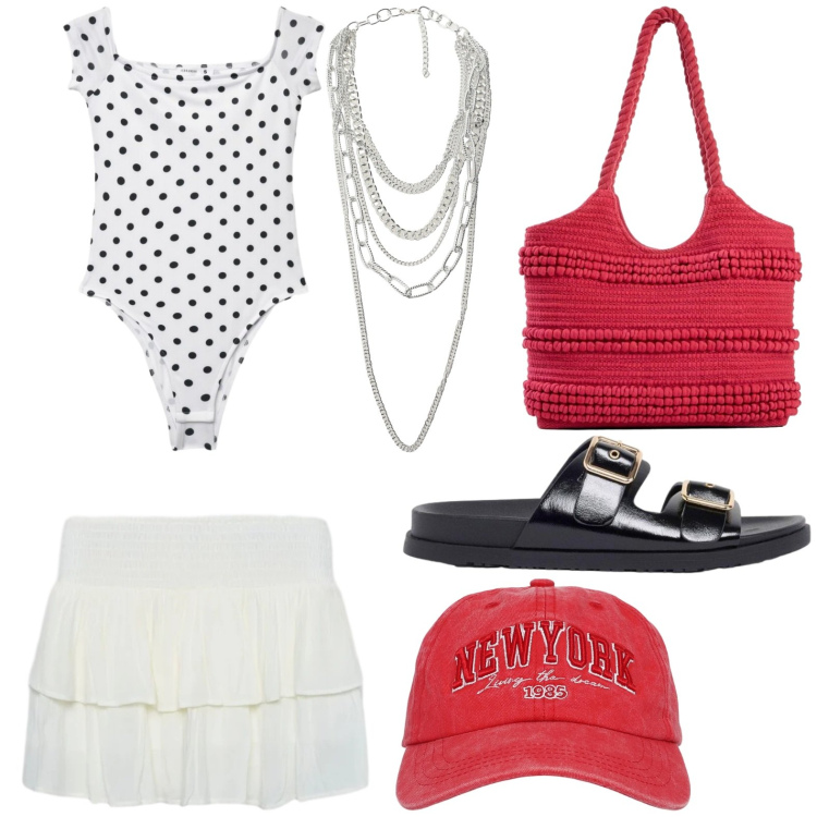 Outfit donna - La gonna fluida. Stile Glamour per Tutti i giorni. Abbinamento con shopping bag, sandali, top, cappelli, minigonne, collane.