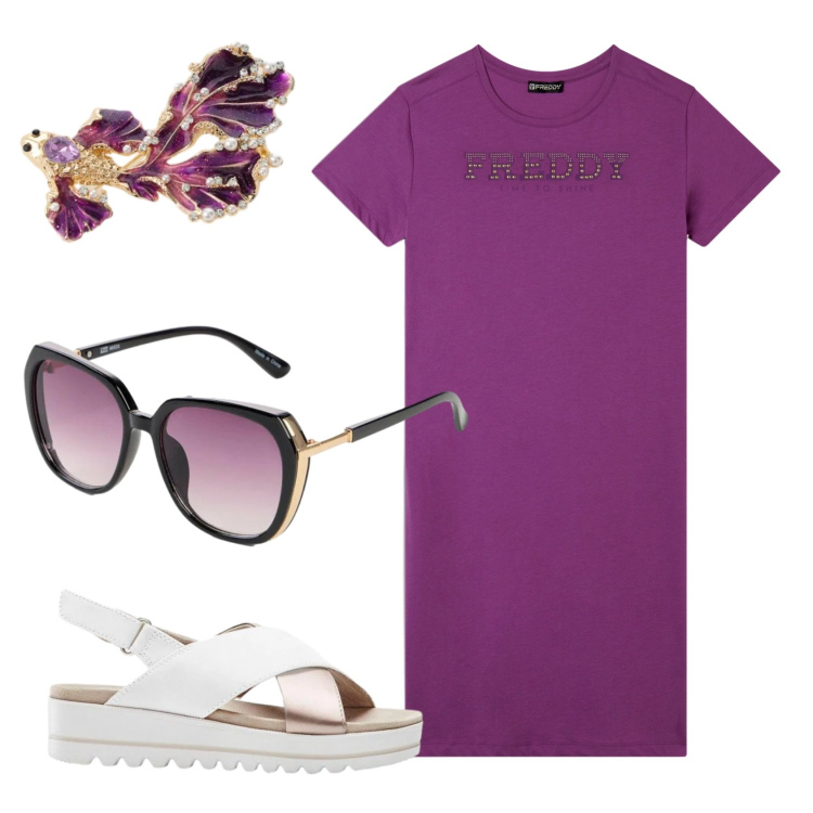 Outfit donna - Total look #2421476. Stile Basic per Tutti i giorni. Abbinamento con sandali, occhiali da sole, vestiti, blazer.
