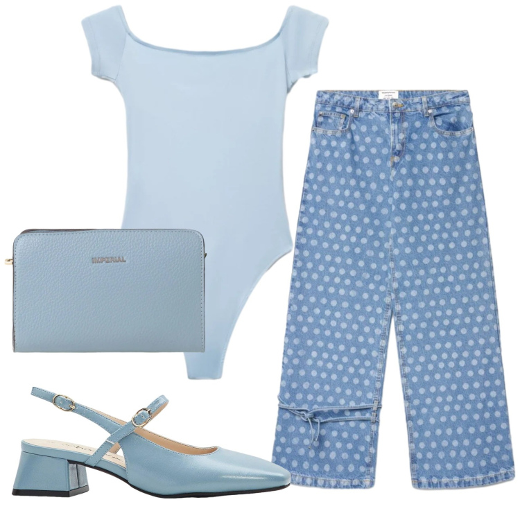 Outfit donna - Total look #2421490. Stile Romantica per Tutti i giorni. Abbinamento con décolleté, canottiere, jeans dritti, borse a tracolla.