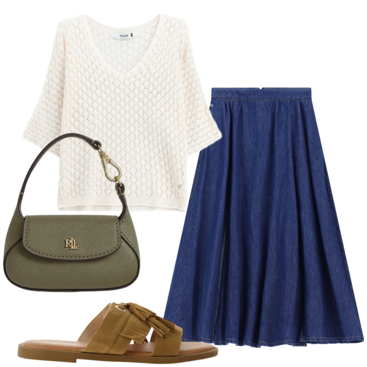 Outfit donna - Total look #2421522. Stile Boho per Tutti i giorni. Abbinamento con sandali, gonne lunghe, canottiere, borse a mano.