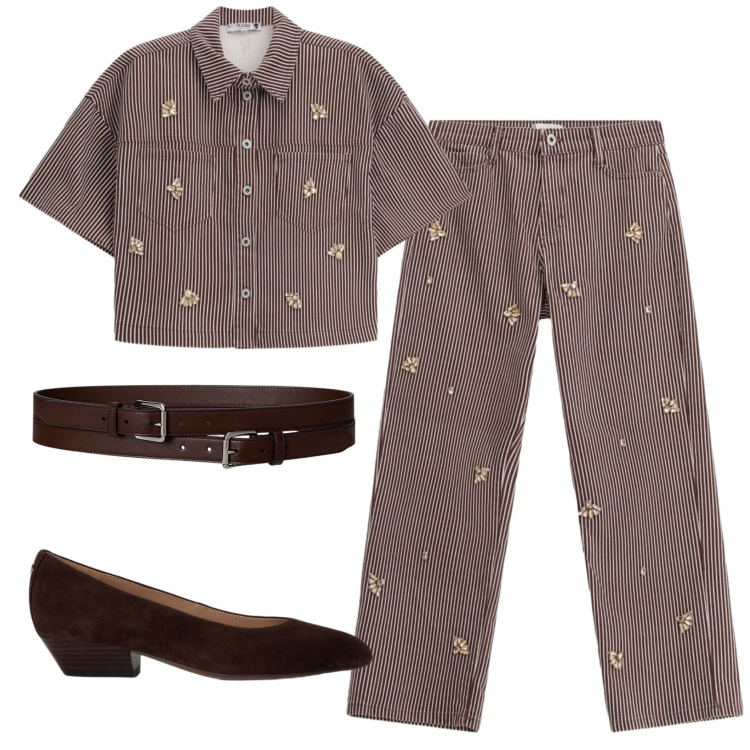Outfit donna - Total look #2421530. Stile Basic per Tutti i giorni. Abbinamento con pantaloni a palazzo, camicie a manica corta, cinture, ballerine.