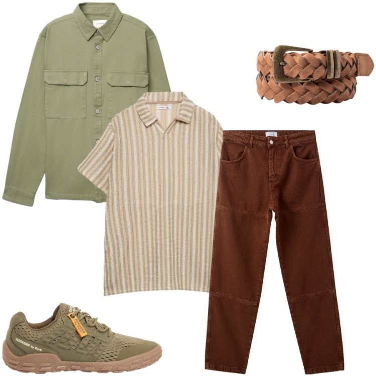 Outfit uomo - City casual. Stile Casual per Tutti i giorni. Abbinamento con sneakers, pantaloni, cappotti, polo, cinture.