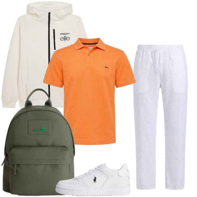 Outfit uomo - Casual Sportivo. Stile Casual per Sport. Abbinamento con borse sportive, pantaloni, polo, felpe con cappuccio, sneakers.