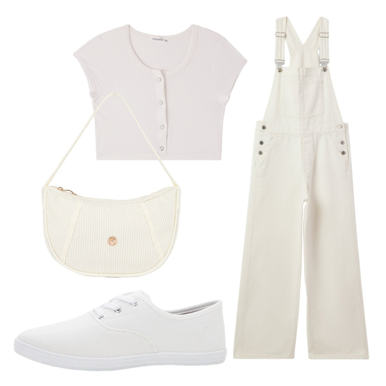 Outfit donna - Total look #2421554. Stile Casual per Tutti i giorni. Abbinamento con sneakers, salopette, top, borse a mano.