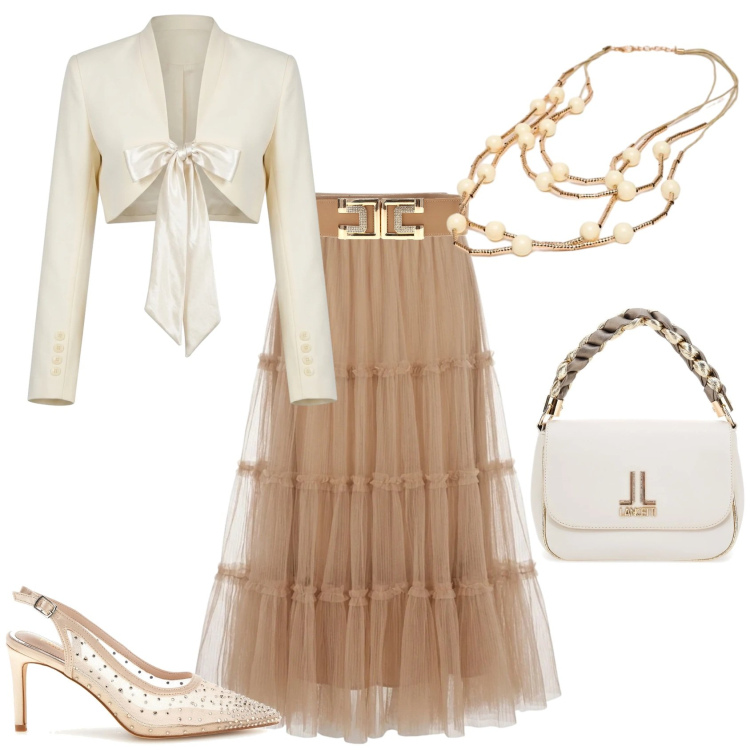 Outfit donna - Bon ton cerimonia evento serata. Stile Bon Ton per Cerimonia. Abbinamento con gonne lunghe, top, collane, borse a tracolla, décolleté, cinture.