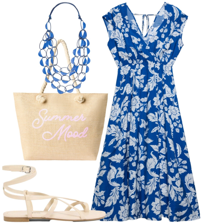 Outfit donna - Total look #2421603. Stile Basic per Tutti i giorni. Abbinamento con sandali, borse tote, vestiti midi/longuette, collane.