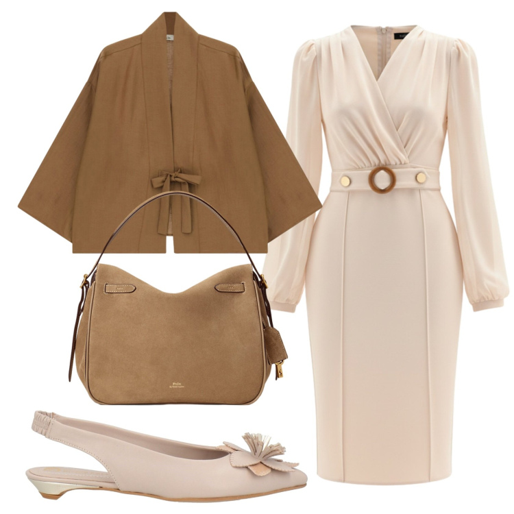 Outfit donna - Total look #2421614. Stile Trendy per Serata fuori. Abbinamento con ballerine, vestiti a tubino, borse a mano, blazer.