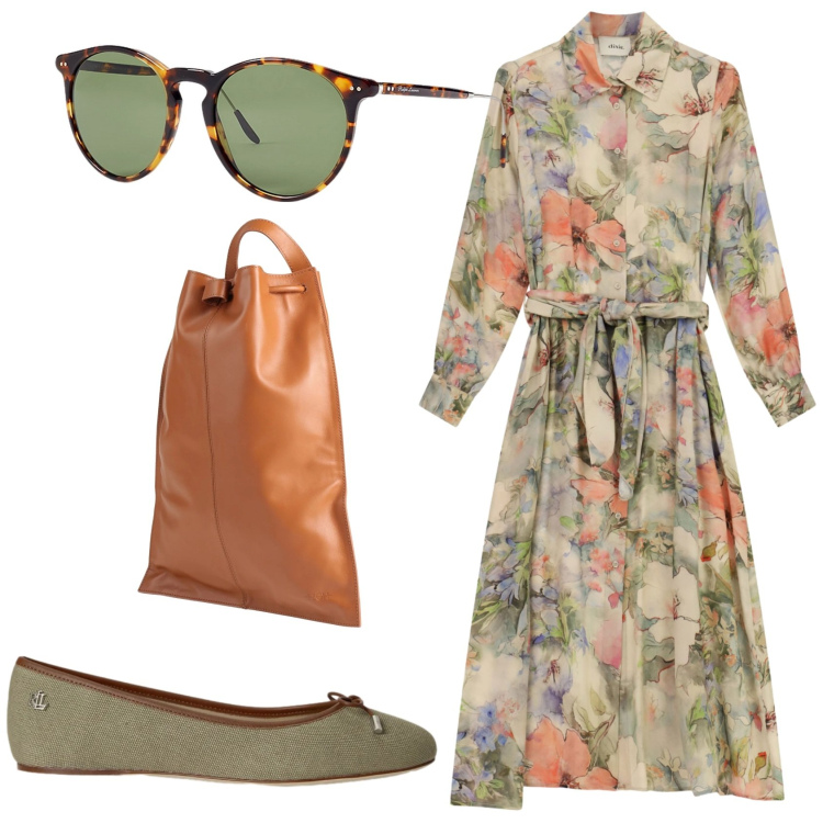 Outfit donna - Total look #2421621. Stile Basic per Ufficio. Abbinamento con zaini, occhiali da sole, ballerine, vestiti midi/longuette.