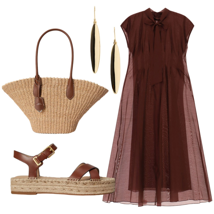 Outfit donna - Total look #2421629. Stile Casual chic per Tutti i giorni. Abbinamento con espadrillas, borse tote, orecchini, vestiti lunghi.