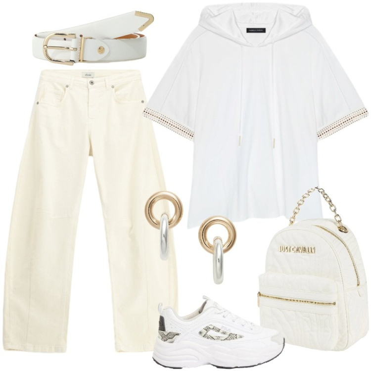 Outfit donna - Urban style. Stile Urban per Tutti i giorni. Abbinamento con zaini, sneakers, cinture, t-shirt, orecchini, pantaloni.