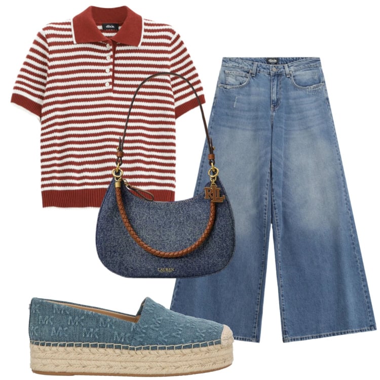 Outfit donna - Total look #2421769. Stile Casual per Tutti i giorni. Abbinamento con espadrillas, jeans, maglieria, borse a spalla.