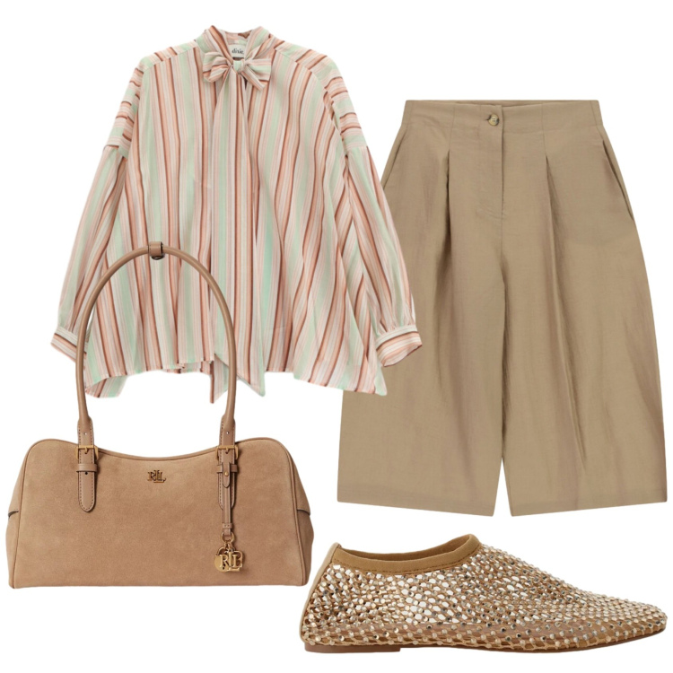 Outfit donna - Total look #2421770. Stile Casual chic per Ufficio. Abbinamento con borse a mano, ballerine, camicie, shorts.
