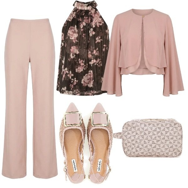 Outfit donna - Total look #2421771. Stile Chic per Cerimonia. Abbinamento con top, bolero, pantaloni, sandali, valigie.