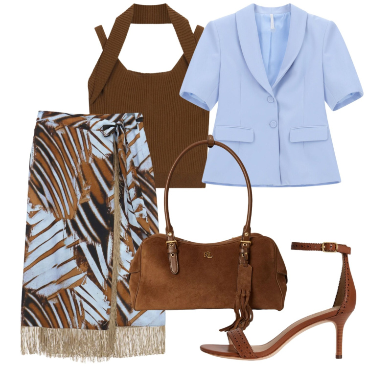 Outfit donna - Oroscopo Il cancro - Maree emotive. Stile Chic per Tutti i giorni. Abbinamento con blazer, sandali in pelle, borse a spalla, gonne lunghe, top.