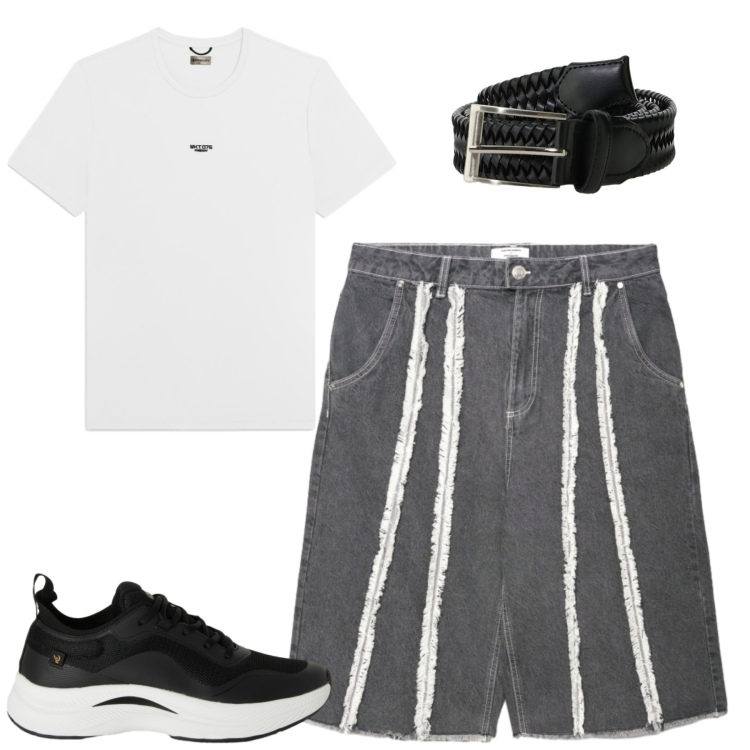 Outfit uomo - Total look #2421795. Stile Casual per Tutti i giorni. Abbinamento con bermuda, sneakers, t-shirt, cinture.