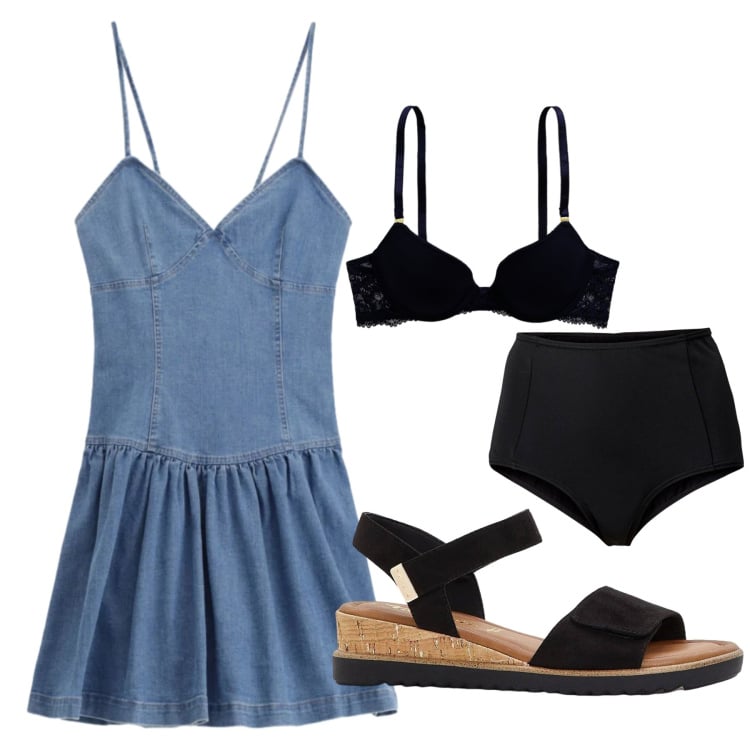 Outfit donna - Total look #2421893. Stile Minimal per Mare. Abbinamento con culotte, sandali, vestiti corti, reggiseni.