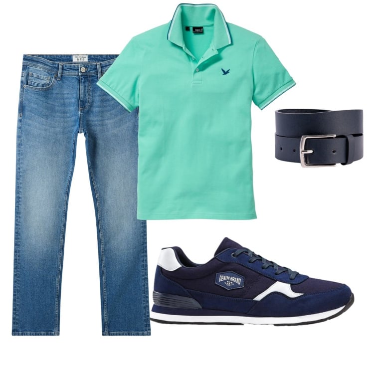 Outfit uomo - Total look #2421894. Stile Casual per Tutti i giorni. Abbinamento con sneakers, polo, jeans, cinture.