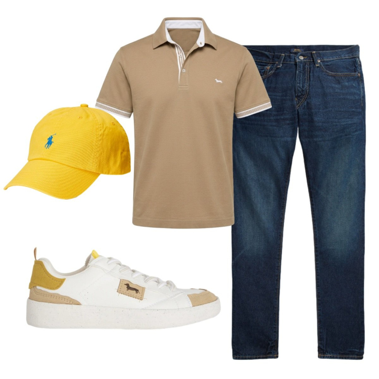 Outfit uomo - Total look #2421896. Stile Casual per Tutti i giorni. Abbinamento con sneakers, polo, jeans, cappelli con visiera.