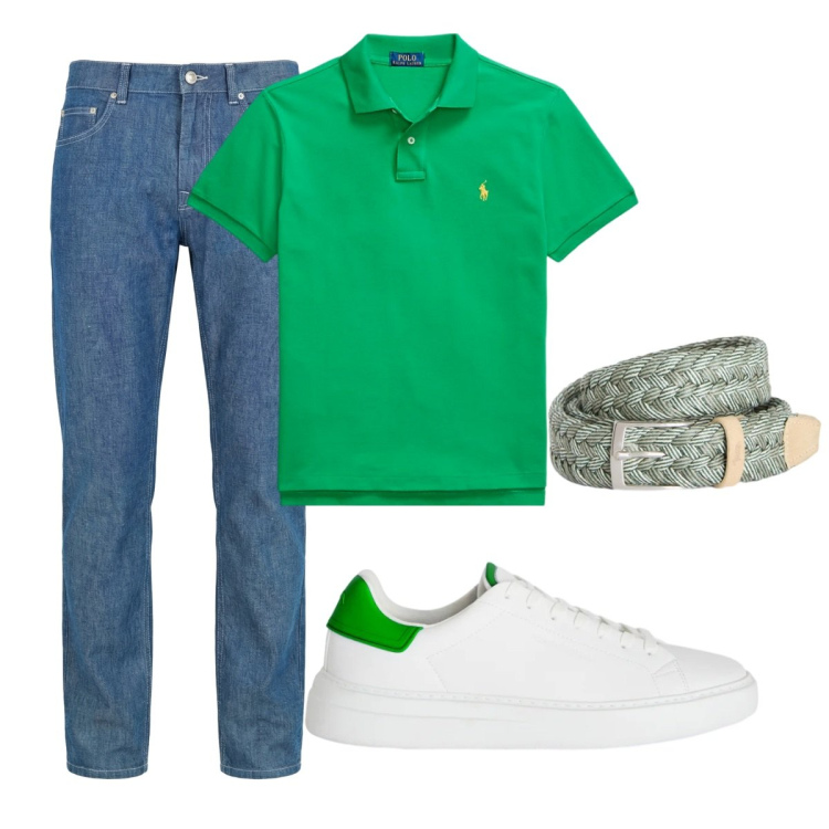 Outfit uomo - Total look #2421898. Stile Casual per Tutti i giorni. Abbinamento con jeans, cinture, sneakers, polo.