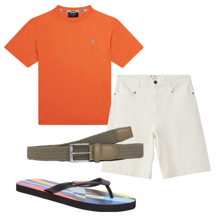 Outfit uomo - Total look #2421903. Stile Casual per Tutti i giorni. Abbinamento con sandali, bermuda, cinture, t-shirt.