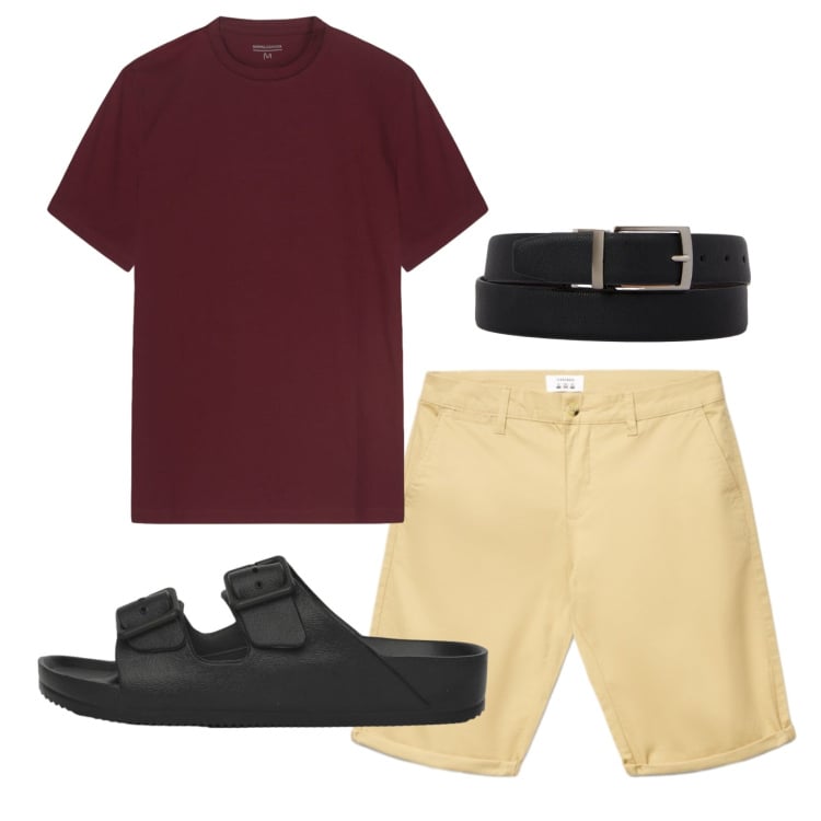 Outfit uomo - Total look #2421905. Stile Casual per Tutti i giorni. Abbinamento con shorts, sandali, cinture, t-shirt.