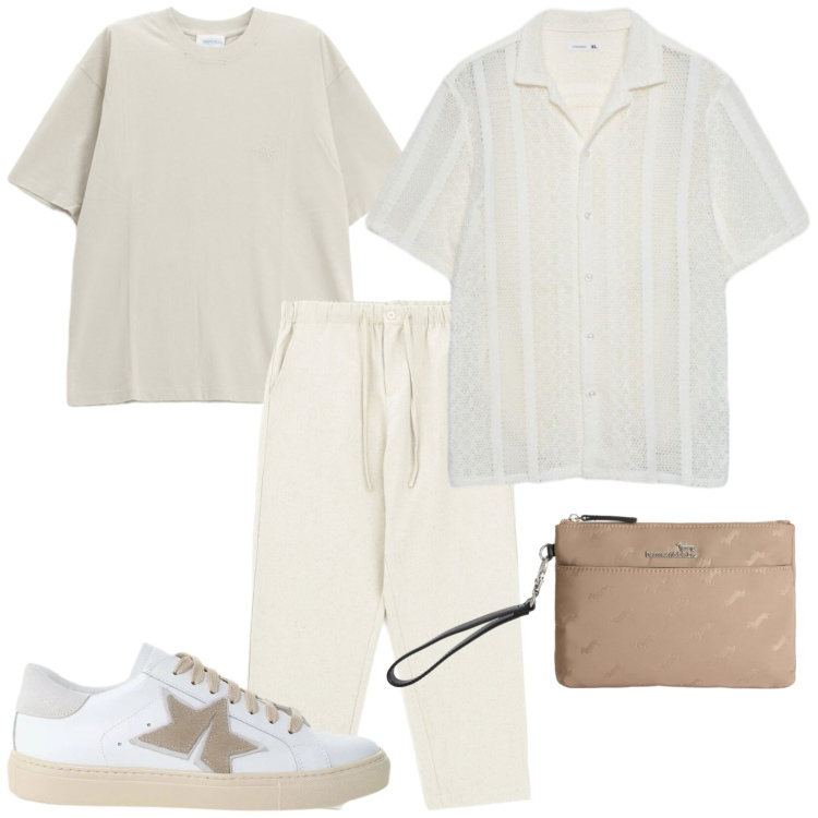 Outfit uomo - Total look #2421926. Stile Trendy per Tutti i giorni. Abbinamento con borse sportive, camicie a manica corta, pantaloni, t-shirt, sneakers.