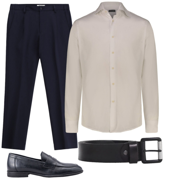 Outfit uomo - Total look #2421946. Stile Business/Elegante per Ufficio. Abbinamento con cinture, pantaloni, camicie, scarpe stringate.