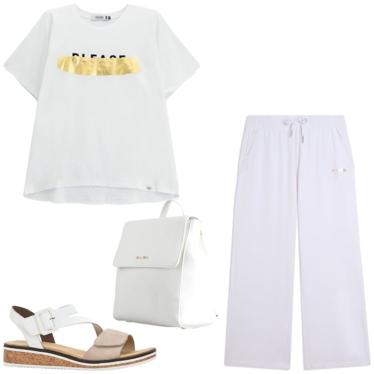 Outfit donna - Total look #2422014. Stile Basic per Tutti i giorni. Abbinamento con zaini, sandali, t-shirt, pantaloni.