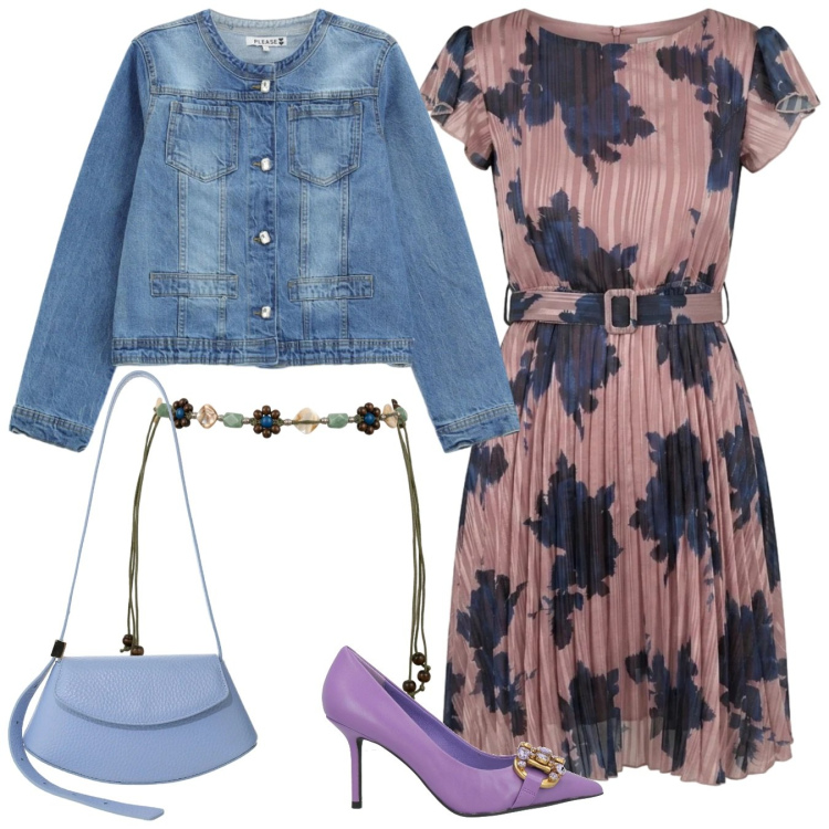 Outfit donna - Romanticismo cancerino. Stile Bon Ton per Serata fuori. Abbinamento con décolleté, borse a spalla, blazer, vestiti corti, cinture.