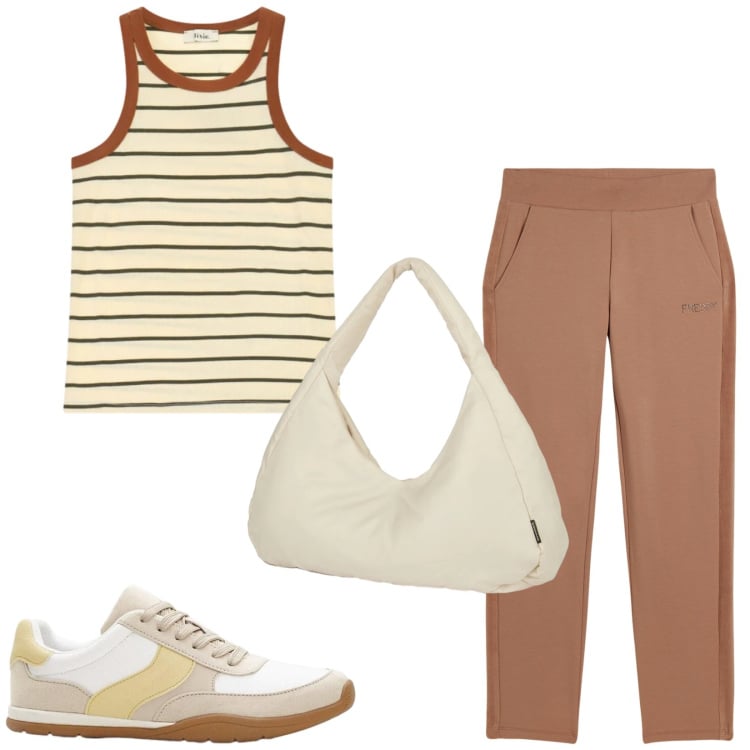 Outfit donna - Total look #2422050. Stile Sporty chic per Tutti i giorni. Abbinamento con sneakers, pantaloni, borse a spalla, top.