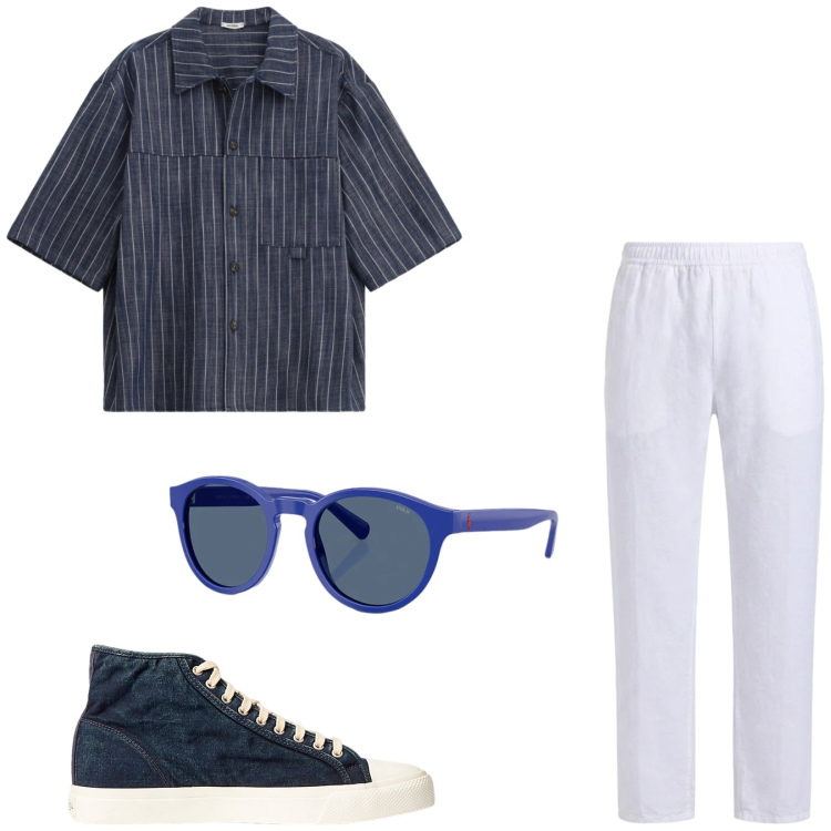 Outfit uomo - Total look #2422057. Stile Casual per Tutti i giorni. Abbinamento con pantaloni, sneakers, occhiali da sole, camicie a manica corta.